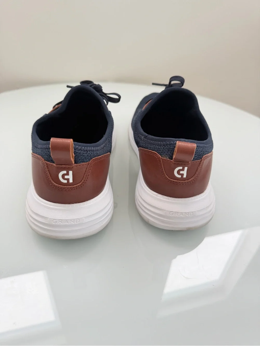 Cole Haan Men's Navy Mesh Sneakers with Brown Trim
